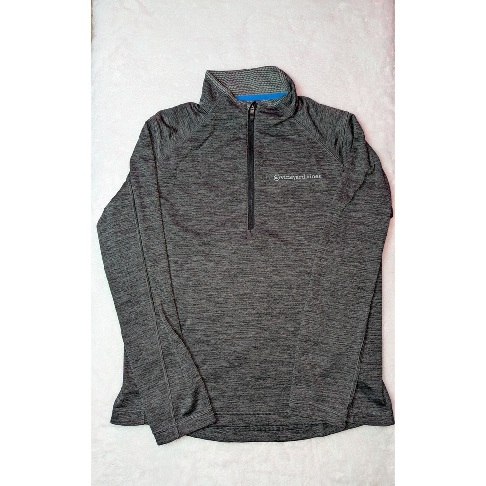 Vineyard Vines Mens Gray Space Dye Quarter Zip Performance Pullover Size Medium